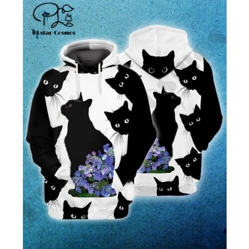PLstar Cosmos 3Dprint Newest Black Cat Animal Pet Art Harajuku Premium Streetwear Unisex Unique Casual Hoodies/Sweatshirt/Zip 6