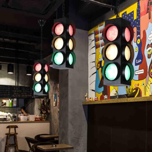 New retro creative traffic lights restaurant aisle corridor bar personality cafe pendant lamps