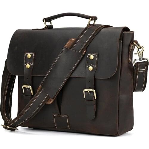 New Genuine Leather Crossbody Bag Business Men Briefcase Messenger Bag Male Real Cow Leather Shoulder Bags Office Laptop Handbag