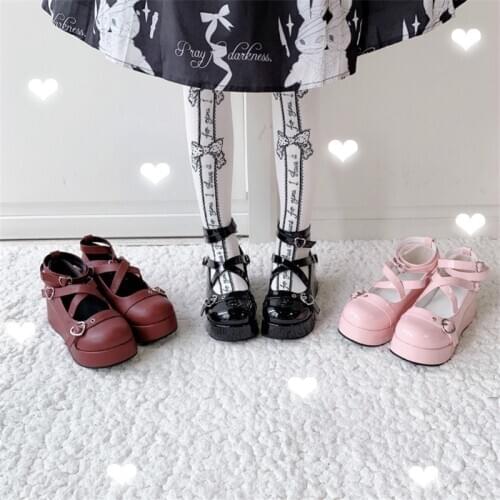 Platform Devilian Little Bat Style Bowknot Demon Dark Goth Punk Lolita Shoes Kawaii Shoes Loli Cosplay High Heels 5.5cm Pu Shoes