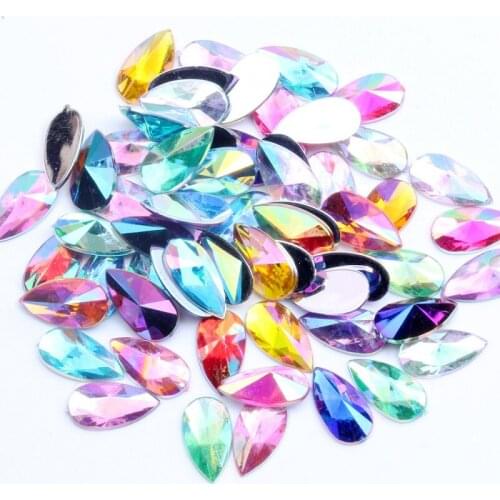 Wholesale 8x13mm 1000pcs Flat Back Acrylic Teardrop AB стразы Nail Rhinestones Non Hotfix Stone Strass Stickers For Crafts Deco