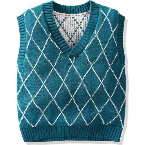 Autumn Kids Boys Girls Sleeveless Grid Sweater Vest Children Clothing Winter Baby Kids Boys Girls Pullover Sweaters Vest