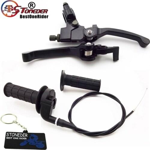 STONEDER Brake Clutch Lever Twist Throttle Handle Grip Throttle Cable For 50cc - 160cc CRF50 KLX TTR YCF SSR Thumpstar Pit Dirt
