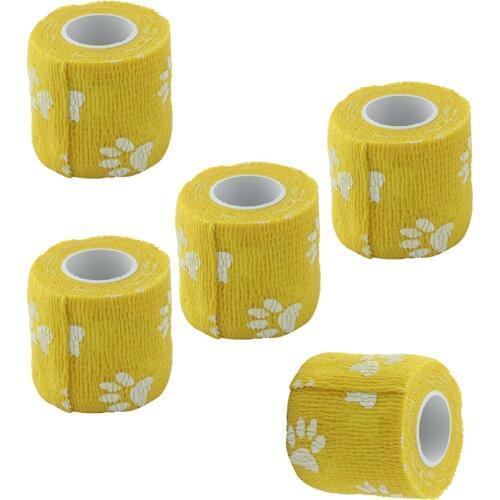 Cat Dog Pet Self Adherent Wrap Tape - Self Adhering Bandage - 5 Rolls