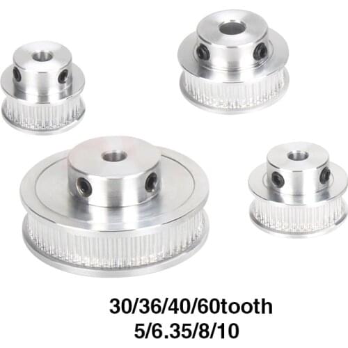 1PCS GT2 Timing Pulley 3D Printer pulley 30 36 40 60 Tooth Pulley Wheel Bore 5mm 8mm Aluminum Gear Teeth Width 6mm Part