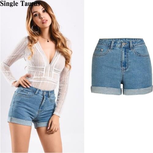 Fashion Casual Crimping Denim Shorts for Women 2021 Summer Streetwear High Waist Blue Booty Shorts Woman Clothing Ropa De Mujer