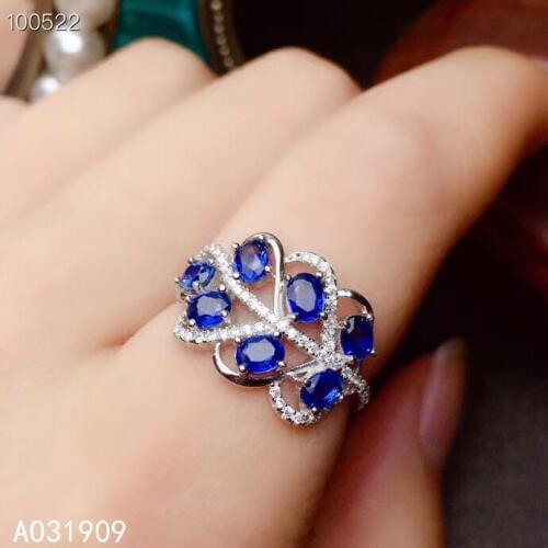 KJJEAXCMY boutique jewelry 925 sterling silver inlaid Natural sapphire gemstone ring female support detection trendy