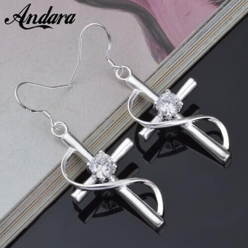 New Fashion 925 Sterling Silver Earrings Cross Earrings Religious Jewelry Gift