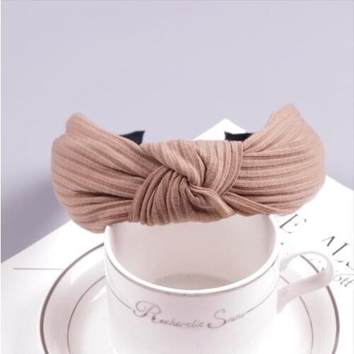 Bulk Top Quality Fashion Women Girls Knot Headband Autumn Winter Soft Cotton Hairband Knot Wide Hairband Lady Knotted Hair Bands