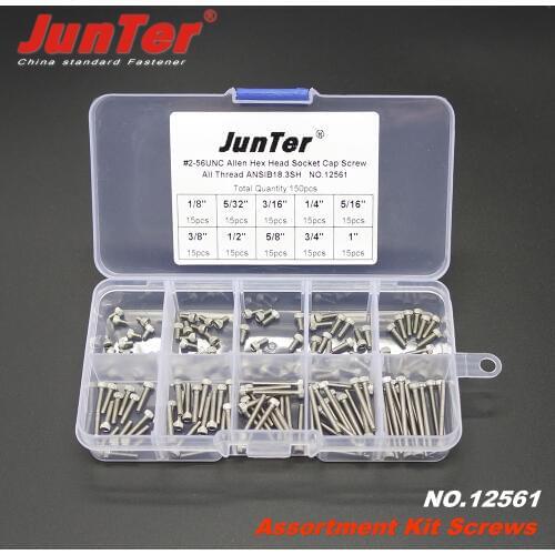 150pcs #2-56UNC Allen Hex Head Socket Cap Screw All Thread ANSIB18.3SH Assortment Kit NO.12561