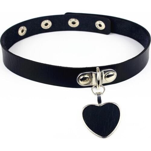 2020 New Punk Black Heart Choker Necklaces for Women Goth choker PU Leather Collar Accessories Gothic Necklace jewelry Gift