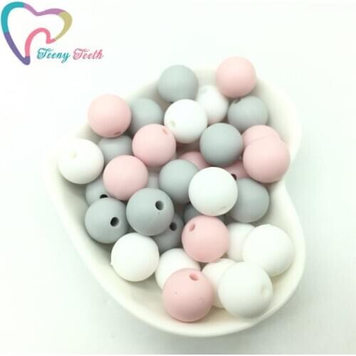 Teeny Teeth 30PCS Dia 12MM Round Soft Pink Colors Silicone Round Loose Beads For Making DIY Silicone Baby Teether Toys,BPA Free