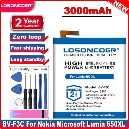 LOSONCOER Good Quality Battery 3000mAh BV-F3C Battery for Nokia Microsoft Lumia 650XL 650XL in stock