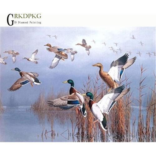 Wild duck art 5d DIY Diamond Embroidery Diamond Painting Cross Stitch Full Square Rhinestone Mosaic Unfinished Home Decoration