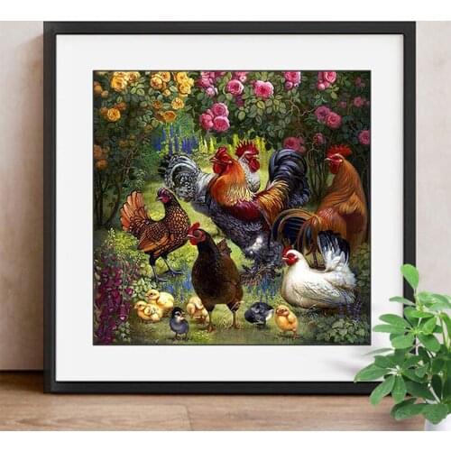 Diamond Embroidery Animals Full Square Farmhouse Decor Mosaic Painting Flowers DIY Diamond Painting Cross Stitch Chicken