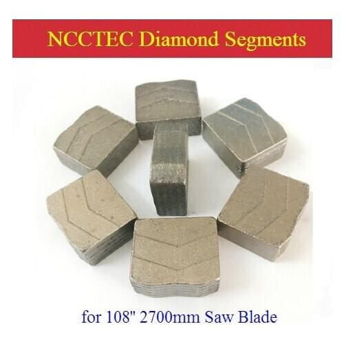 Diamond segments teeth heads for Diameter 108'' 2700mm 2.7M Quarrying mine Multi saw blade cutting tip 15/20mm Height