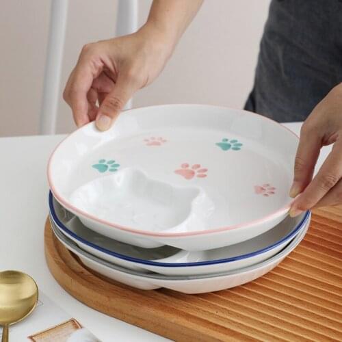 Free shipping creative cute cat dumpling plate with vinegar plate ceramic dumpling plate household dish breakfast dinner plates