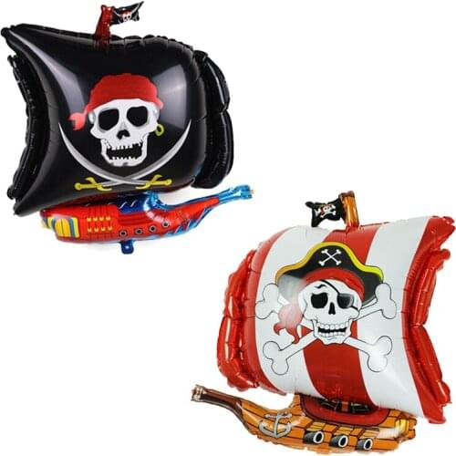 Skull Pirate Ship Foil Balloons Halloween Children Birthday Theme Party Baby Shower Kids Toy Decoration Wedding Decoration