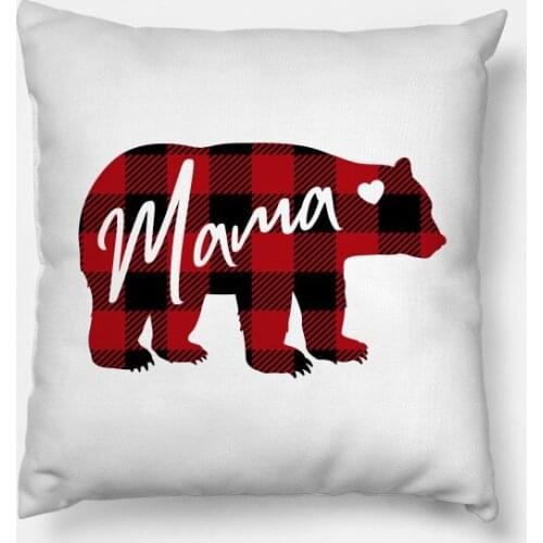 Mama Bear Plaid Christmas Pillowcases Decor for Home Noel Christmas Gifts Navidad 2020 Xmas Cristmas Decor Happy New Year 2021