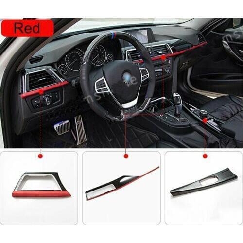 Center Console Decoration Panel Cover For BMW 3 4 Series F30 F34 GT 2013-17 Red