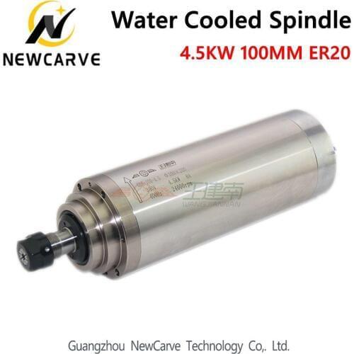 CNC Water Cooled 4.5KW Spindle Motor 220V 380V 100mm Diameter ER20 For CNC Router GDZ-100-4.5 Newcarve Spindle