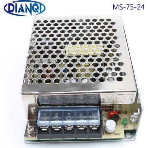 DIANQI power supply 75w 24V 3.2A power suply unit 75w 24v mini size din led ac dc converter ms-75-24