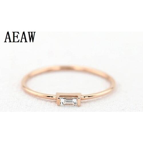 0.10ctw 3.5*1.5mm Baguette Diamond Engagement Ring 100% Real Natural Diamond Stacking Ring 14k Rose Yellow White Gold For Lady