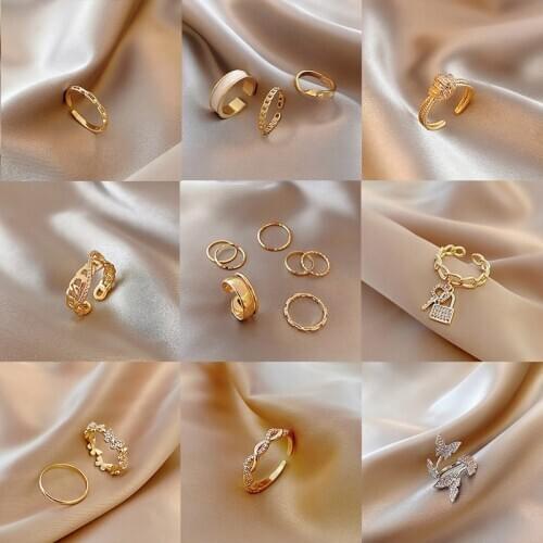 Womens Fashion Geometry Open Ring Crystal Claws Adjustable Rings for Women Simplicity Flower Wedding Finger Jewelry Gift Girl