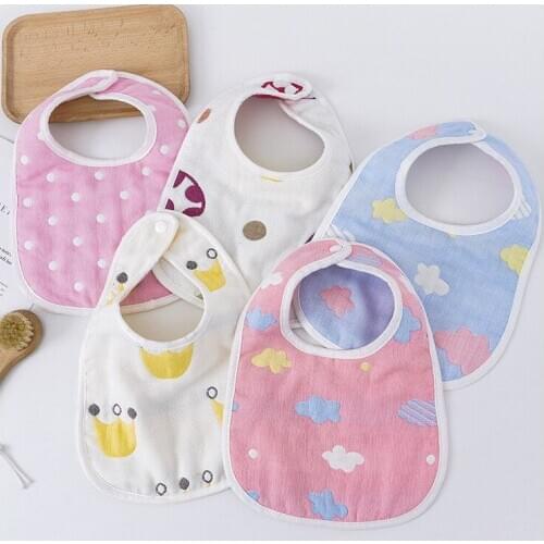 Cute Infant Baby Boys Girls Saliva Towel Bib Printing Washable U Shaped Soft Bib Gauze Absorbent Drool Towel Bibs