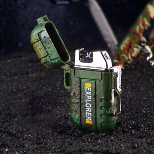 Mini Double Arc Lighter Portable Waterproof USB Plasma Lighter Outdoor Camping Cigarette Lighter For Smoking Camping Gadget