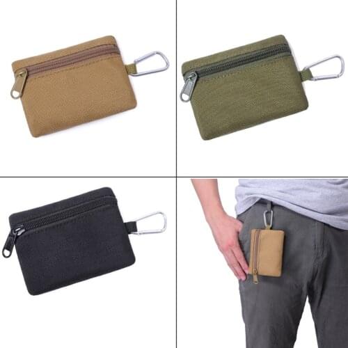 Multifunctional Wallet Portable Coin Purse Outdoor Waterproof Military Tactical 1000D Nylon Solid Color Wallet Key Card Case Bag