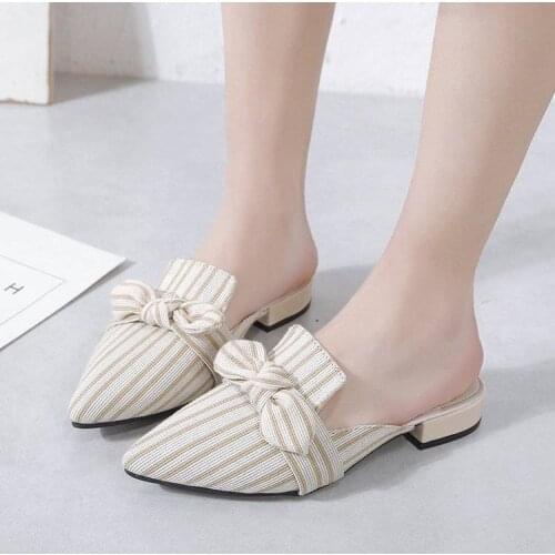 2021 Brand Designer Women Slippers Slip On Mules Flat Heel Casual Shoes British Buckle Slides Wooden Block Heels Summer Footwear