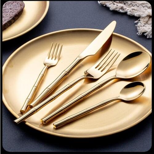 Dinnerware Sets Fashion Durable Stainless Steel Luxury Flatware Home Anti-slip Design Fork Spoon Knife Kitchen Dinner Set