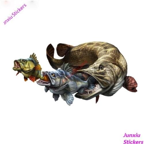 Asome Fish Art Car Sticker Road Bike Bumper Truck Camper Voiture Course Car Body Windows SUV Fine Decal Car Decoration PVC13x5cm