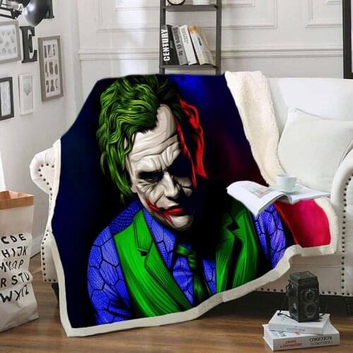 The joker Funny Character Blanket 3D Print Sherpa Blanket on Bed Home Textiles Dreamlike Style 04