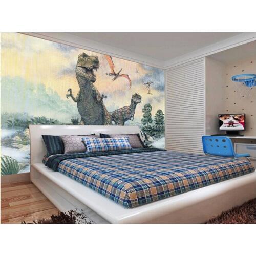 Custom wallpaper children, cartoon dinosaur wall wallpaper paper de parede vinyl for childrens couch TV wall