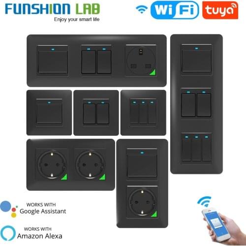 WiFi Smart Light Wall Switch Socket Push Button Smart Life Tuya Wireless Remote Control Work with Alexa Google Home DE EU UK UN