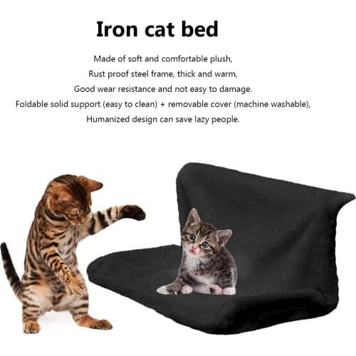 Cute Cat Hammack Kitten Hanging Sleeping Bed Seat Sofa Comfortable Fleece Warm Metal Iron Frame Mat Small Pet Window Sill Mount
