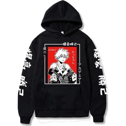 Hot Harajuku My Hero Academia Bakugou Katsuki Graphic Unisex Hoodie Anime Printed Hip Hop Streetwear Casual Sweatshirts