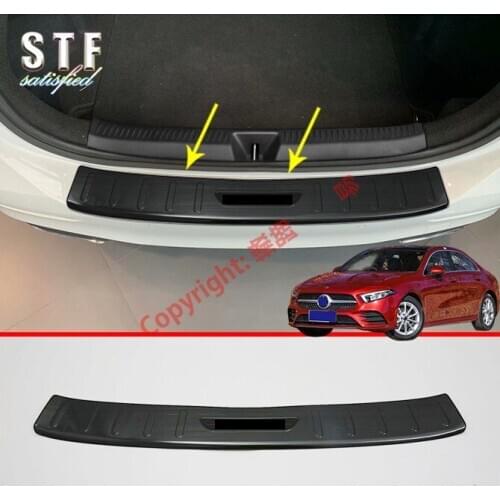 Stainless Steel Rear Bumper Protection Outside Trunk Sill Decorative Plate Pedal Black For Benz A Class W177 2019 2020