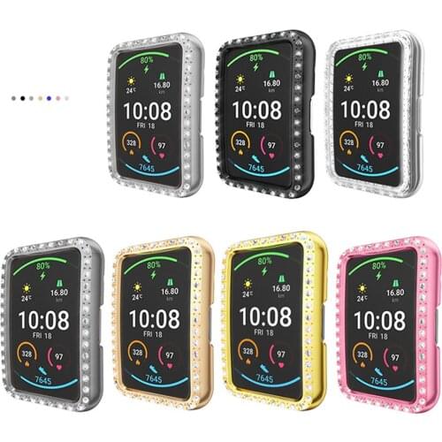 For Huawei Watch Fit Rhinestone Protective Case Hard PC Shell Cover Anti-scratch Accessories Smart Watch Fashion Protector Case