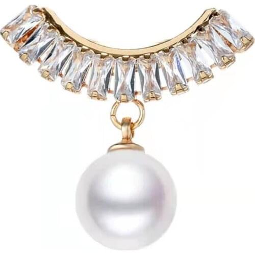 High-end Zircon Pearl Brooch Pins Female Scarf Buckle Shirt Collar Pin Fashion Brooches Jewerly Gifts for Women Accessories