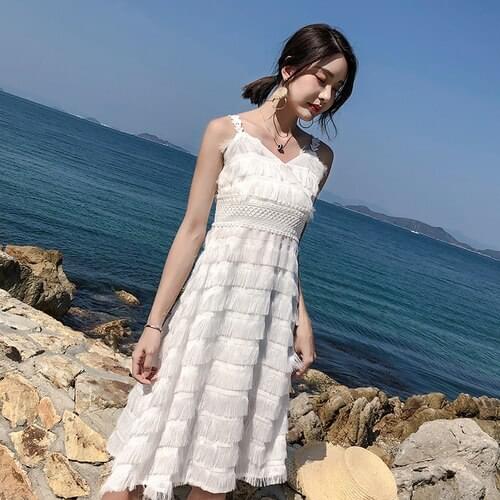 Designer New Tassel Elegant Plus Size Backless Off Shoulder Casual Beach Sexy Club Bohemian Party White Long Summer Women Dress