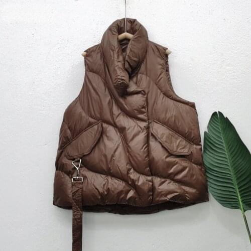 Female Warm Coat Windproof Sleeveless Outwear New Autumn Winter Women Loose Stand Collar Zipper White Duck Down Vest