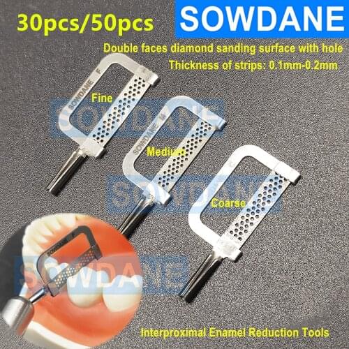Dental Interproximal Enamel Grinding Reduction Automatic Strips Handle Use Double SidesDiamond sanding Surface with hole