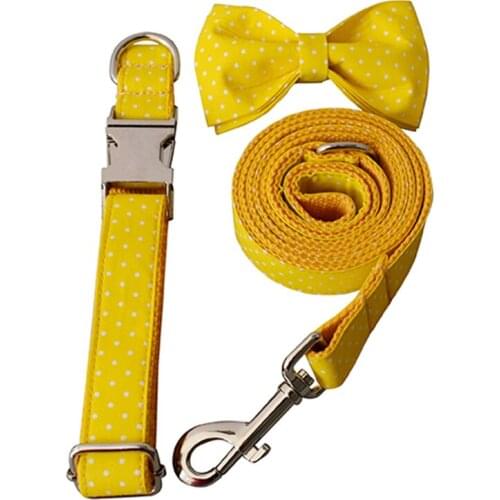 Zzkdot 03 The Yellow Wave Point Retailing Handmade Durable Dog Collar Customized Dog ID Tag Collar Anti-lost Pet Products Leash