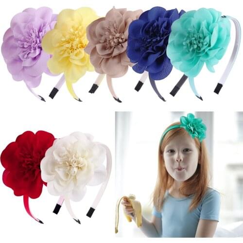10pcs/set Girls Flower Headband Ribbon Big Bows Floral 4 Inch Sweet Children Hairband Tassel Solid Pop Out Light Color Head Wrap