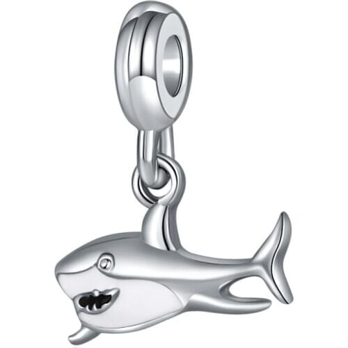 2020 New Original Alloy Bead Shark Dangle Charm Fish Animal Fit Bracelet Bangle DIY Women Jewelry Dropshipping