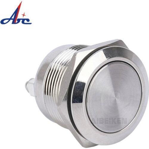 22mm Push Button Momentary Switch NO Metal Flat flush Push Switch Screw-On Terminals