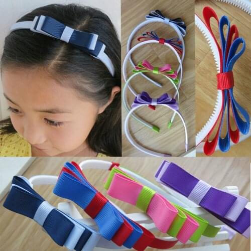 22 pcs 4.5" lot Girl Hair Bow Headband Grosgrain Ribbon Bow Hair Bands For Newborn Hair Accessories